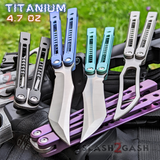 Monarch Clone Balisong The One Titanium Butterfly Knives D2 w/ Bushings Black Blue Green Purple Silver Stonewash Sharp Trainer