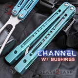 Green Monarch Clone Channel Butterfly Knife The One Balisong Titanium Satin Trainer Blade D2 Dull Practice Safe S2G slash2gas