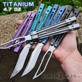 Monarch Channel Balisong Clone Titanium Butterfly Knives D2 w/ Bushings Black Blue Green Purple Silver Stonewash Sharp Trainer S2G slash2gash