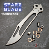 The ONE Channel Balisong Orca Butterfly Knife Trainer Spare Blade D2 - (clone) Replacement Dull Practice Safe with Hardware Bushings