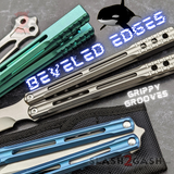 The ONE Balisong Orca Butterfly Knife Clone Channel Construction Sharp Trainer D2 - BUSHINGS Live Dull Practice Safe Knives