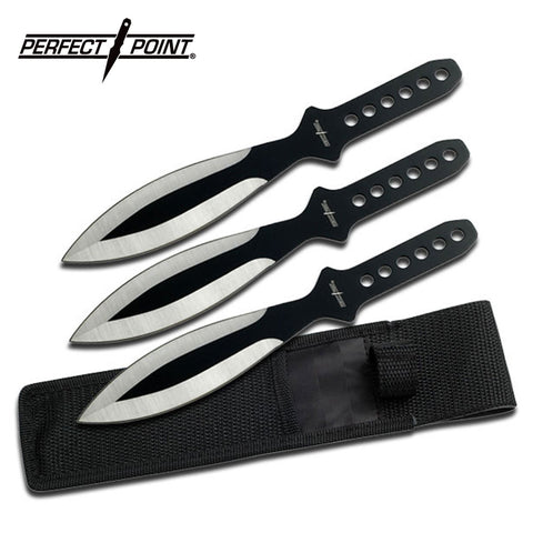 9" Throwing Knives Perfect Point Black Ninja Knife - 3 PC Set