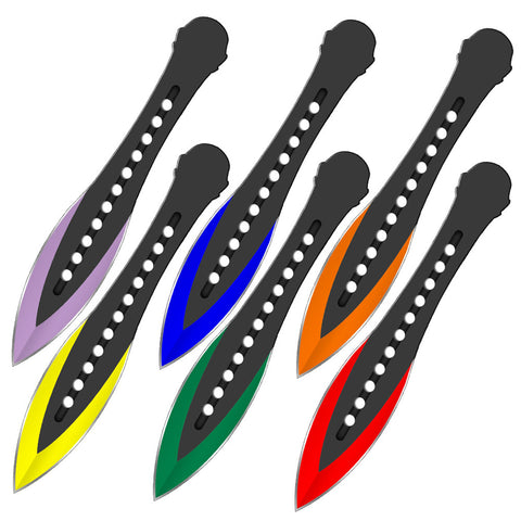6" Ninja Throwing Knives with Sheath 6 PC Set - Asst. Colors