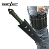 Perfect Point 6" Throwing Knives with Leg Attachment Sheath - 6 Piece Set Triangular Arrow Blade