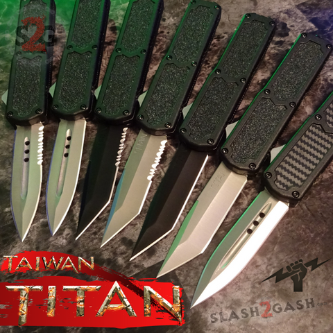 Titan OTF Automatic Knife Black Handle Dual Action Switchblade Knives - TAIWAN upgraded