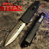 Titan OTF Automatic Knife Black Dual Action Satin Dagger Plain - Taiwan