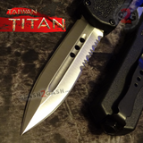 Titan OTF Automatic Knife Black Dual Action Satin Dagger Serrated - Taiwan