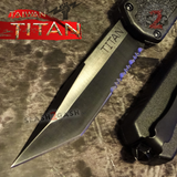 Black Titan OTF Switchblade Dual Action Automatic Knife Tanto Serrated - Taiwan UPGRADED