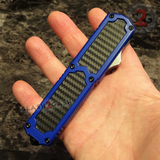 Taiwan Titan OTF D/A Blue Handle Automatic Knife Carbon Fiber Switchblade - upgraded Dual Action out-the-front knives