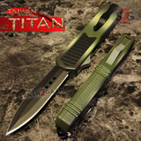 Taiwan Titan OTF D/A Camouflage Automatic Knife Carbon Fiber Switchblade w/ Black Dagger - upgraded Dual Action out-the-front knives