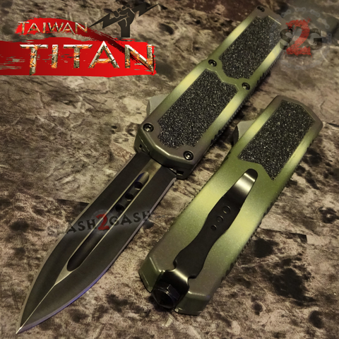 Titan OTF Dual Action Camo Tactical Automatic Knife - Dagger Plain