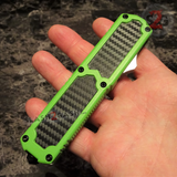 Taiwan Titan OTF D/A Lime Green Automatic Knife Carbon Fiber Switchblade - upgraded Dual Action out-the-front knives Zombie Killer