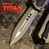Taiwan Titan OTF D/A Grey Automatic Knife Carbon Fiber Switchblade Gray w/ Silver Dagger - upgraded Dual Action out-the-front knives