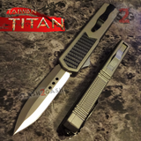 Taiwan Titan OTF D/A Grey Automatic Knife Carbon Fiber Switchblade Gray w/ Silver Dagger - upgraded Dual Action out-the-front knives