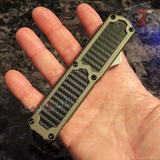 Taiwan Titan OTF D/A Grey Automatic Knife Carbon Fiber Handle Switchblade Gray - upgraded Dual Action out-the-front knives