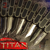 Taiwan Titan OTF D/A Grey Automatic Knife Switchblade Gray - upgraded Dual Action out-the-front knives slash 2 gash