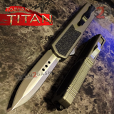 Titan OTF Automatic Knife Grey Dual Action Satin Plain Double Edge Dagger - Upgraded Taiwan Switchblade