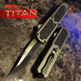 Taiwan Titan OTF D/A Grey Automatic Knife Switchblade Gray w/ Black Tanto - upgraded Dual Action out-the-front knives