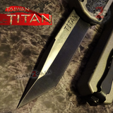 Taiwan Titan OTF D/A Grey Automatic Knife Switchblade Gray w/ Black Tanto - upgraded Dual Action out-the-front knives