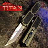 Taiwan Titan OTF D/A Grey Automatic Knife Switchblade Gray w/ Silver Tanto - upgraded Dual Action out-the-front knives