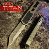 Taiwan Titan OTF D/A Grey Automatic Knife Switchblade Gray w/ Silver Tanto - upgraded Dual Action out-the-front knives