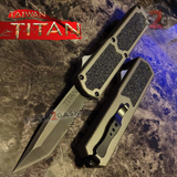 Taiwan Titan OTF D/A Grey Automatic Knife Switchblade Gray w/ Black Tanto Serrated - upgraded Dual Action out-the-front knives