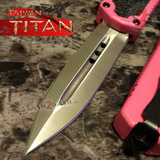 Taiwan Titan OTF D/A Pink Automatic Knife Switchblade w/ Silver Double Edge - upgraded Dual Action out-the-front knives