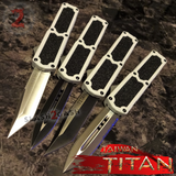 Taiwan Titan OTF D/A White Automatic Knife Switchblade - upgraded Dual Action out-the-front knives slash 2 gash