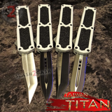 Taiwan Titan OTF D/A White Automatic Knife Switchblade - upgraded Dual Action out-the-front knives slash 2 gash