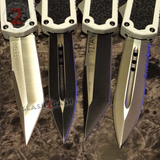 Taiwan Titan OTF D/A White Automatic Knife Switchblade - upgraded Dual Action out-the-front knives slash 2 gash