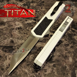 Taiwan Titan OTF D/A White Automatic Knife Switchblade w/ Silver Tanto - upgraded Dual Action out-the-front knives