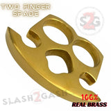Two Finger Spade Brass Knuckles Self Defense Paper Weight Jabber Real Brass