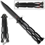 Chainlink Butterfly Knife w/ Cutouts Balisong - Black