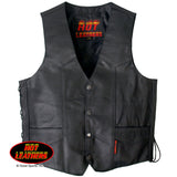 Hot Leathers Men's Heavyweight Leather Vest w/ Side Laces