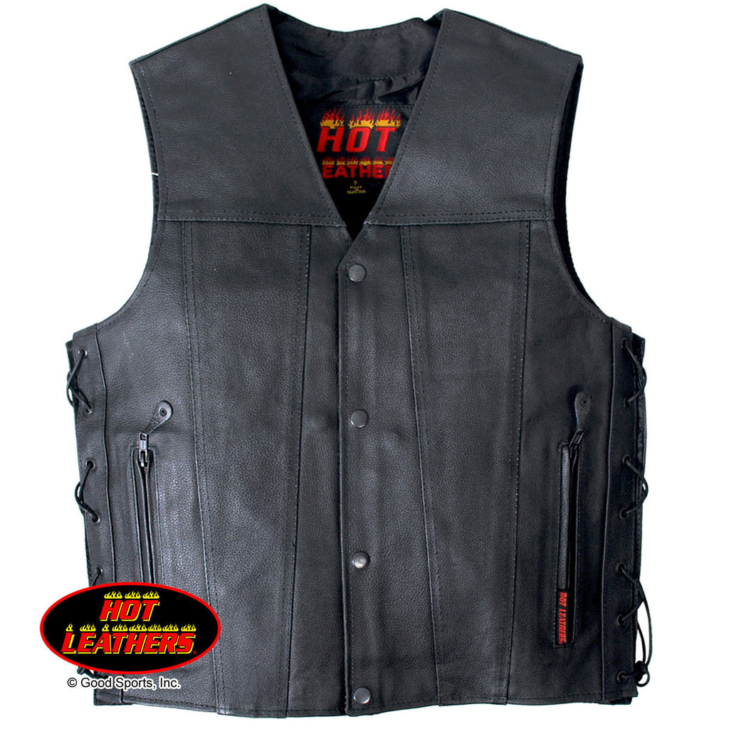 Hot Leathers Men's Concealed Carry Leather Vest w/ Solid Back – Slash2Gash