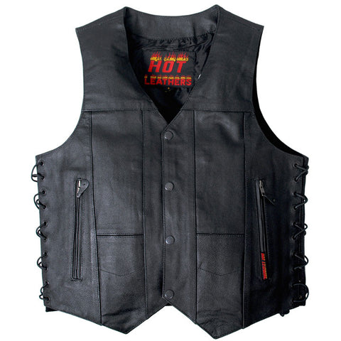 Hot Leathers Men's 10 Pocket Cowhide Leather Vest