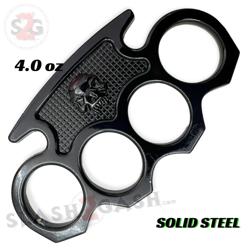 Vampire Skull Knuckle Duster Steel Paperweight - Black