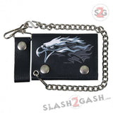 Hot Leathers Tribal Eagle Leather Wallet w/ Chain American Made USA