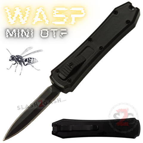 Black Cali Legal Mini Keychain OTF Knife Wasp Small Automatic Switchblade Dagger with Clip