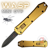 Mini Keychain OTF Knife Wasp Small Automatic Switchblade Dagger with Clip - Gold California Legal