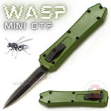 Mini Keychain OTF Knife Wasp Small Automatic Switchblade Dagger with Clip - OD Green California Legal
