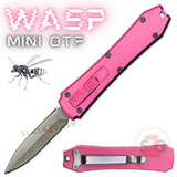 Mini Keychain OTF Knife Wasp Small Automatic Switchblade Dagger with Clip - Pink California Legal