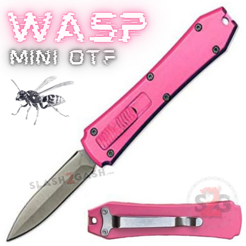 Pink Cali Legal Mini Keychain OTF Knife Wasp Small Automatic Switchblade Dagger with Clip