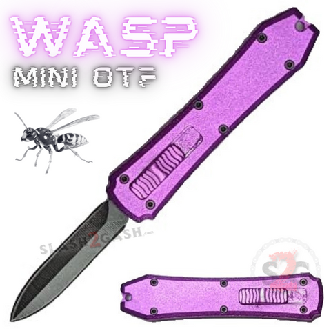 Wasp Mini OTF Knife Small Automatic Switchblade Dagger - Purple 2