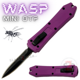 Mini Keychain OTF Knife Wasp Small Automatic Switchblade Dagger with Clip - Purple California Legal