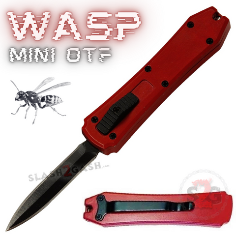 Blood Red Cali Legal Mini Keychain OTF Knife Wasp Small Automatic Switchblade Dagger with Clip