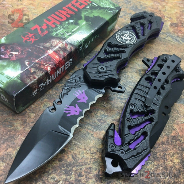 Zombie Bio Hazard Apocalypse Survivor Rescue Knife - Purple