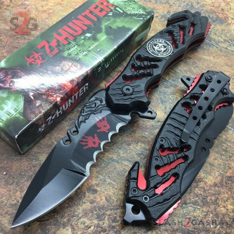 Zombie Bio Hazard Apocalypse Survivor Rescue Knife - Blood Red ZB160RD