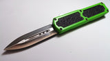 Titan OTF Dual Action Green Automatic Knife Plain Edge Dagger