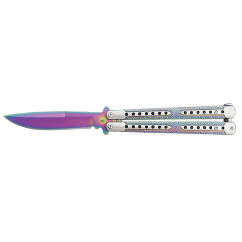 Diamond Grip Balisong Grippy Butterfly Knife w/ Spring Latch - Asst. colors